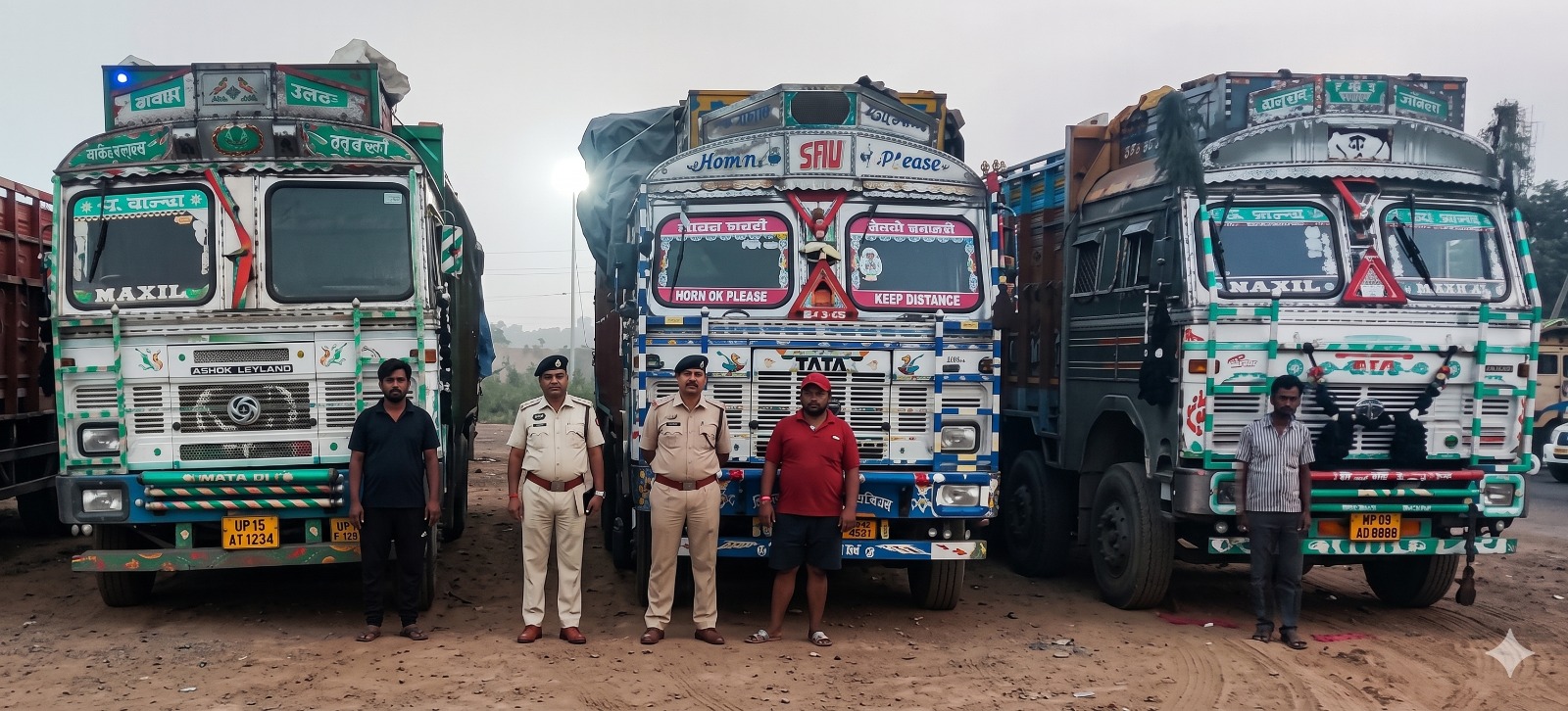 अवैध परिवहन करते हुए 4 गाड़ी को पुलिस ने पकड़ा