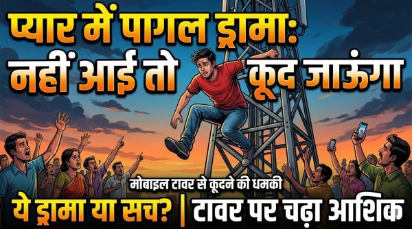 हाई वोल्टेज ड्रामा : प्रेमिका को बुलाने टावर पर चढ़ा, बोला- नहीं आई तो कूद जाऊंगा