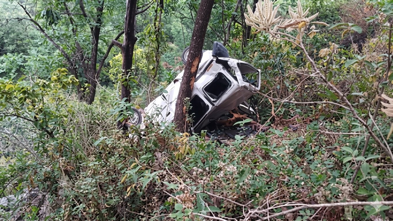 250 मीटर गहरी खाई में गिरी वाहन