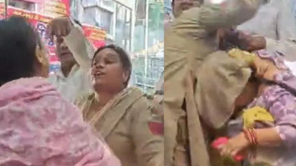 खाकी पर गंभीर आरोप : ज्वेलरी शॉप में विवाद के बाद महिला हेड कॉन्स्टेबल ने सरेआम पीटा, बाल पकड़कर घसीटा
