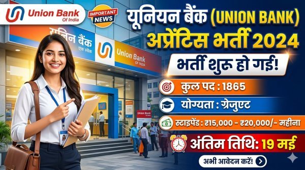 बैंकिंग सेक्टर में बड़ा मौका : Union Bank ने निकाली 1865 पदों पर भर्ती