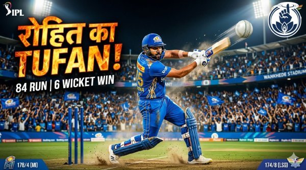 हिटमैन की गर्जना : रोहित शर्मा की तूफानी वापसी से मुंबई ने लखनऊ को 6 विकेट से रौंदा