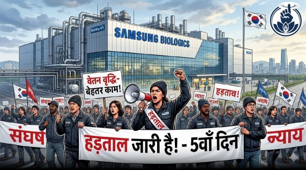 सुधार की मांग : सैमसंग बायोलॉजिक्स में कर्मचारियों की हड़ताल पाँचवें दिन भी जारी