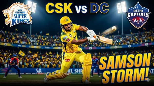 IPL 2026 : संजू सैमसन का येलो जर्सी में धमाका, दिल्ली के खिलाफ खेली 87 रनों की नाबाद आतिशी पारी