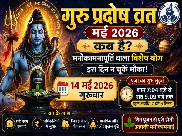 14 मई 2026 : गुरु प्रदोष व्रत को विशेषज्ञ बता रहे मनोकामनाएं पूरी करने का सुनहरा अवसर