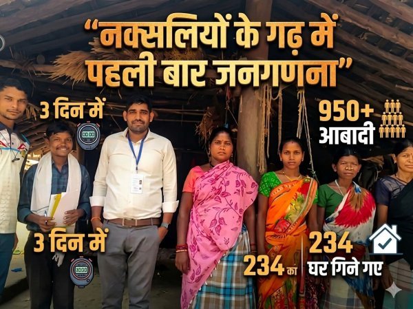 नक्सलियों के गढ़ पूवर्ती में पहली बार जनगणना : 3 दिन में पूरे गांव का सर्वे, 234 मकान और 950 से ज्यादा आबादी दर्ज