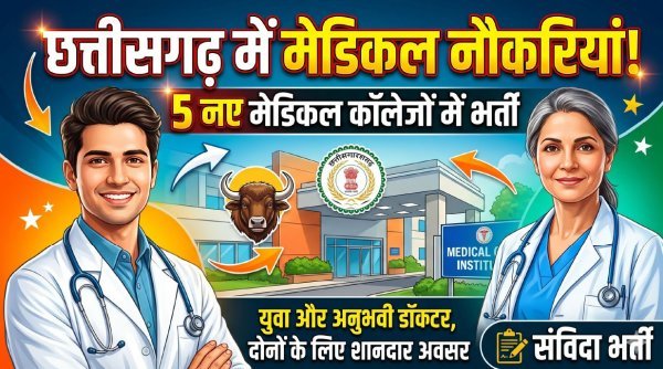बंपर भर्ती : छत्तीसगढ़ स्वास्थ्य विभाग में 5 नए मेडिकल कॉलेजों के लिए 175 पदों पर आवेदन शुरू