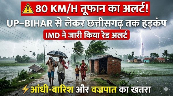 80KM की रफ्तार से उठेगा तूफानी बवंडर, यूपी–बिहार से लेकर छत्तीसगढ़ तक अलर्ट, IMD ने जारी की चेतावनी