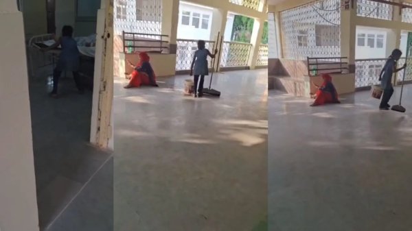 वीडियो वायरल : जिला अस्पताल में बच्ची से सफाई, जिम्मेदार कर्मचारी पर सवाल