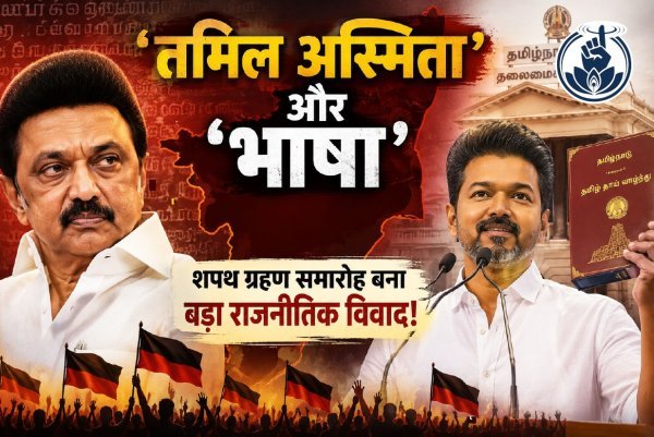 भाषा पर फिर छिड़ा संग्राम : सीएम विजय के शपथ ग्रहण में राज्य गीत के क्रम को लेकर भारी विवाद
