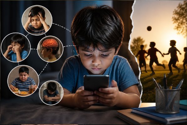 मोबाइल फोन : घंटों मोबाइल चला रहे बच्चे, मानसिक और शारीरिक विकास पर पड़ रहा बुरा असर