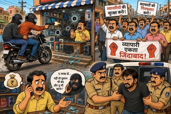 खूनी रंगदारी : रज्जु पूर्वीया गैंग ने 3 सेकेंड में दागीं 3 गोलियां, व्यापारियों का फूटा गुस्सा, बाजार बंद कर निकाला जुलूस, एक आरोपी गिरफ्तार