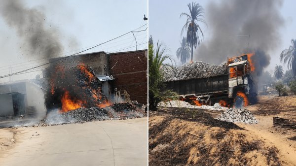 हादसा : तेंदूपत्ता लदा ट्रक जलकर खाक, लाखों का नुकसान