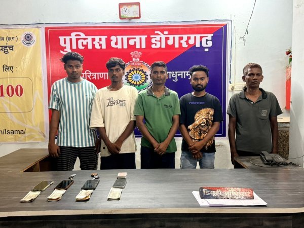 बड़ी कार्रवाई : जुआ फड़ पर छापेमारी, 5 आरोपी रंगे हाथ गिरफ्तार, बीएनएसएस के तहत भी कसा शिकंजा