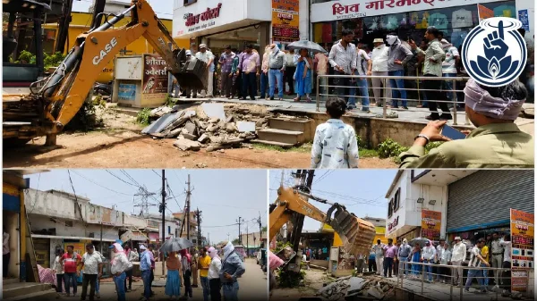 बुल्डोजर एक्शन : रायपुर में सड़क चौड़ीकरण के रास्ते से हटे 17 अवैध निर्माण, निगम की कार्रवाई