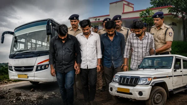 पुलिस कार्रवाई : NH पर बस रोककर लूट , 4 आरोपी गिरफ्तार, बोलेरो जब्त