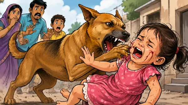 आतंक : 3 साल की बच्ची पर खूंखार कुत्ते का हमला, चेहरे पर 55 टांके, गंभीर हालत में इंदौर रेफर