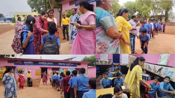 उत्सवी माहौल : स्कूलों में लौटी रौनक, शिक्षकों ने किया बच्चों का भव्य स्वागत