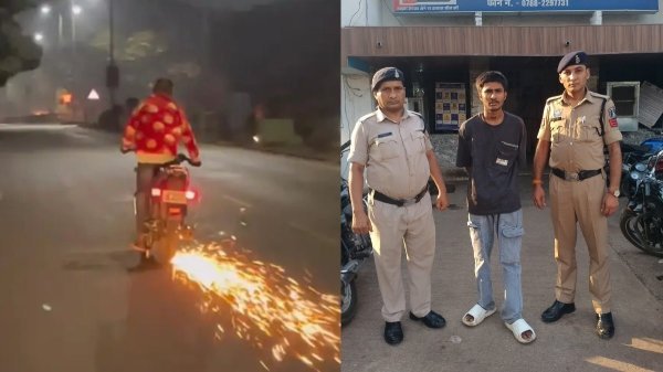 खुली चुनौती : आज जेल, कल बेल हथकड़ी पहनकर पुलिस की ही गाड़ी में रील बना गया स्टंटबाज़