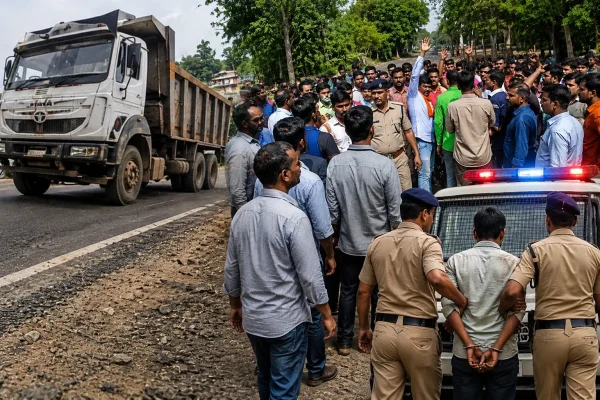 मौत बनकर दौड़ा ट्रक :  मासूम को कुचलने के बाद बैरिकेड तोड़ता रहा चालक