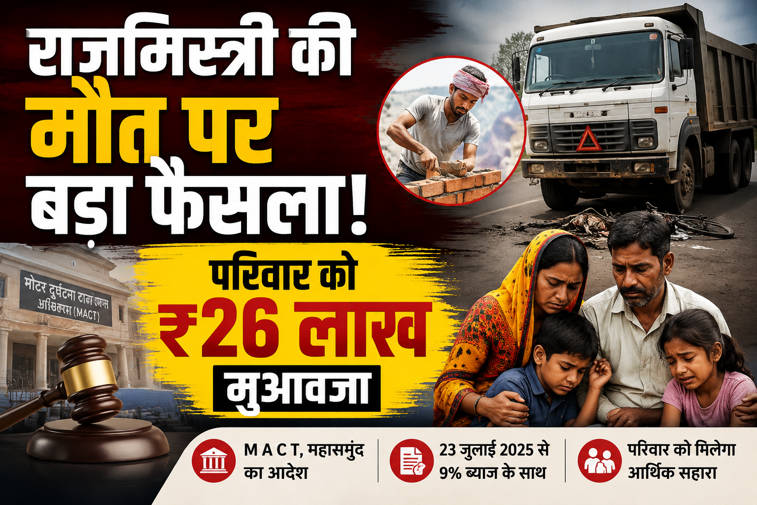 राजमिस्त्री हादसा: परिवार को 26 लाख मुआवजा