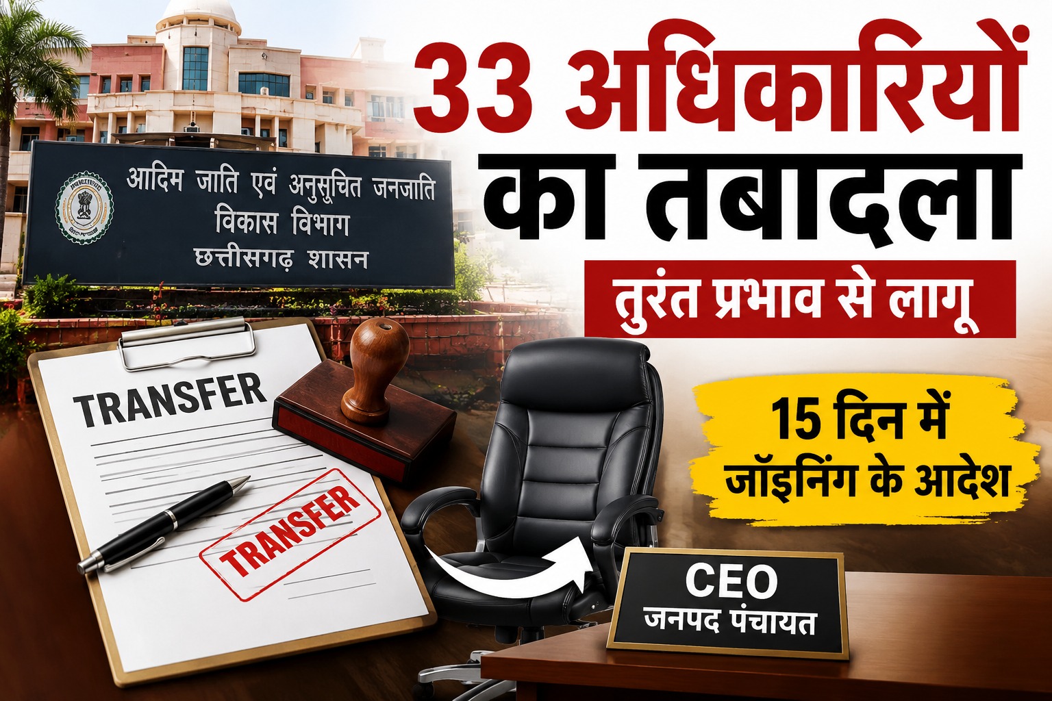 33 अधिकारियों का तबादला