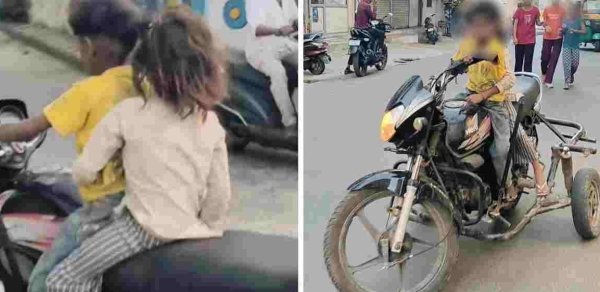 तीन पहिया बाइक चलाता नाबालिग : दिव्यांग माता-पिता का सहारा बना बेटा, लेकिन VIDEO ने उठाए सवाल