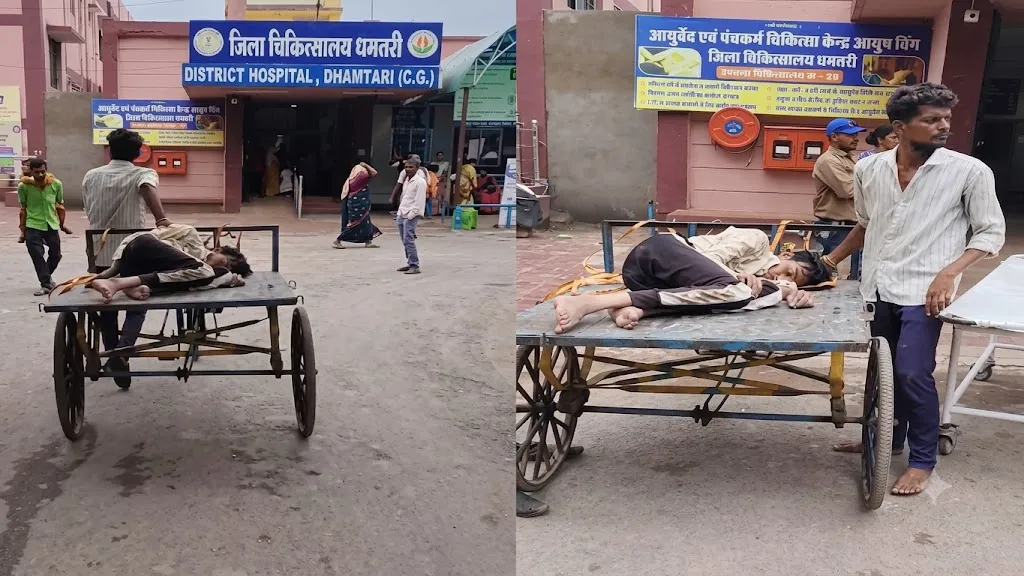 ठेले पर दोस्त को अस्पताल पहुंचाया युवक