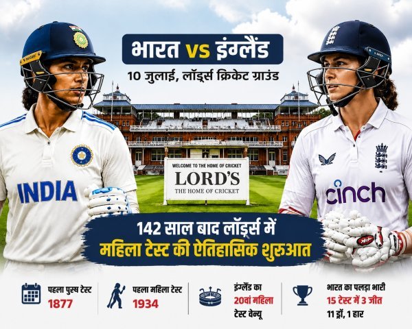 महिला टेस्ट की शुरुआत : ऐतिहासिक लॉर्ड्स में उतरेगी भारतीय महिला टीम, पहली बार होगा टेस्ट मुकाबला