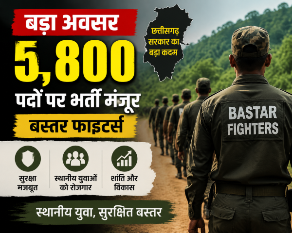 बड़ा अवसर : बस्तर फाइटर्स में 5,800 पदों पर भर्ती को मंजूरी, स्थानीय युवाओं को मिलेगा रोजगार