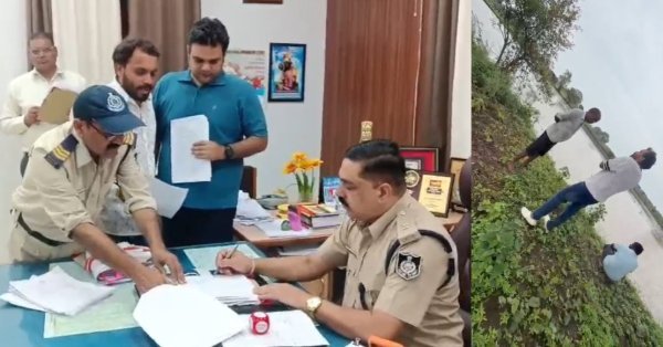 विवाद : पुश्तैनी जमीन पर कब्जे का आरोप, न्याय के लिए एसपी कार्यालय पहुंचा परिवार