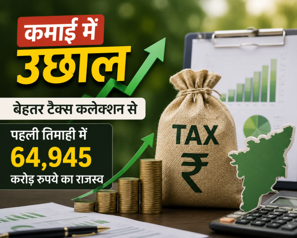 कमाई में उछाल : बेहतर टैक्स कलेक्शन से पहली तिमाही में 64,945 करोड़ रुपये का राजस्व