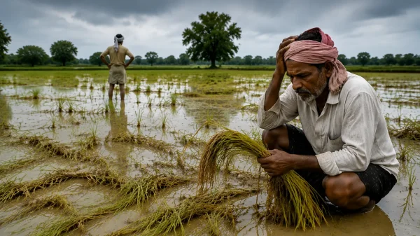 लगातार बारिश से आरंग के किसानों की बढ़ी परेशानी, तीसरी बार बोवनी के बाद भी नहीं उगी धान