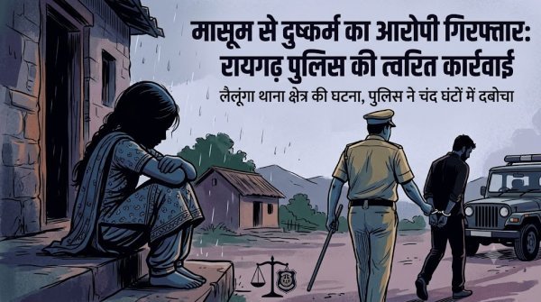 रायगढ़ में मासूम से दरिंदगी, 8 साल की बच्ची से रेप का आरोपी गिरफ्तार