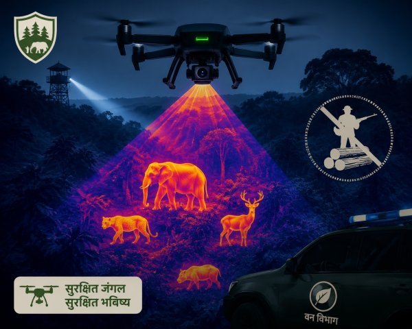 बस्तर में हाईटेक वन सुरक्षा : घने जंगलों में बढ़ी निगरानी, थर्मल ड्रोन से वन्यजीव और तस्करों पर नजर