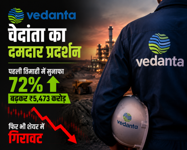 वेदांता का दमदार प्रदर्शन, पहली तिमाही में मुनाफा 72% बढ़कर ₹5,473 करोड़, फिर भी शेयर में गिरावट