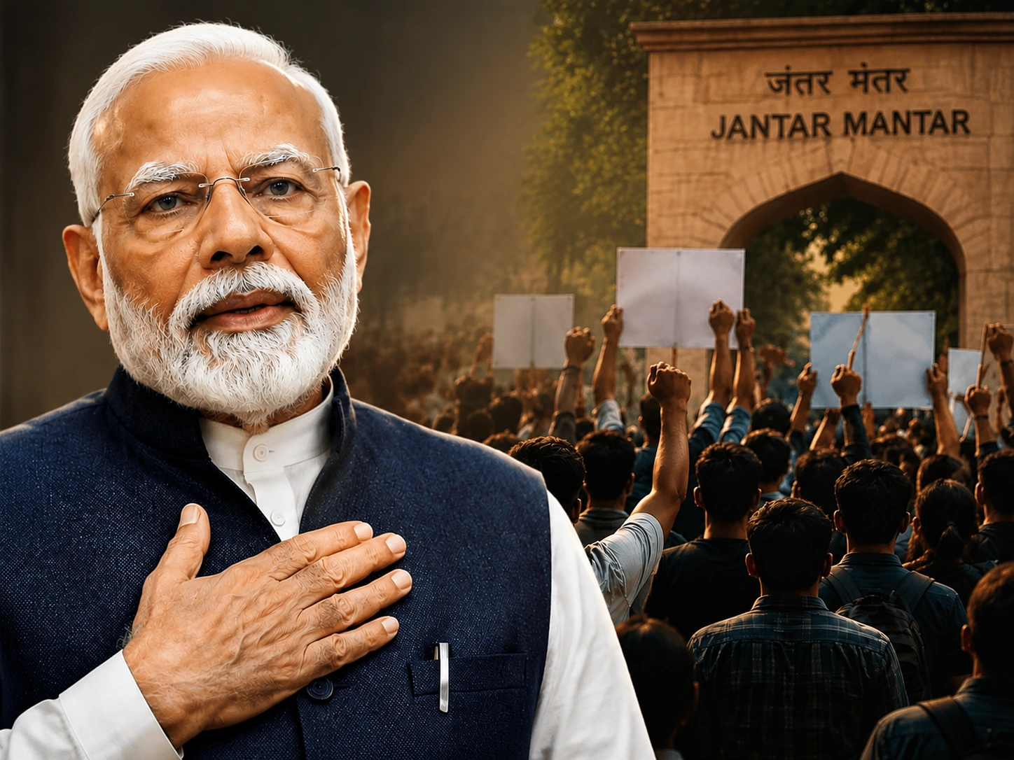 जंतर-मंतर विवाद पर संदेश देते पीएम मोदी