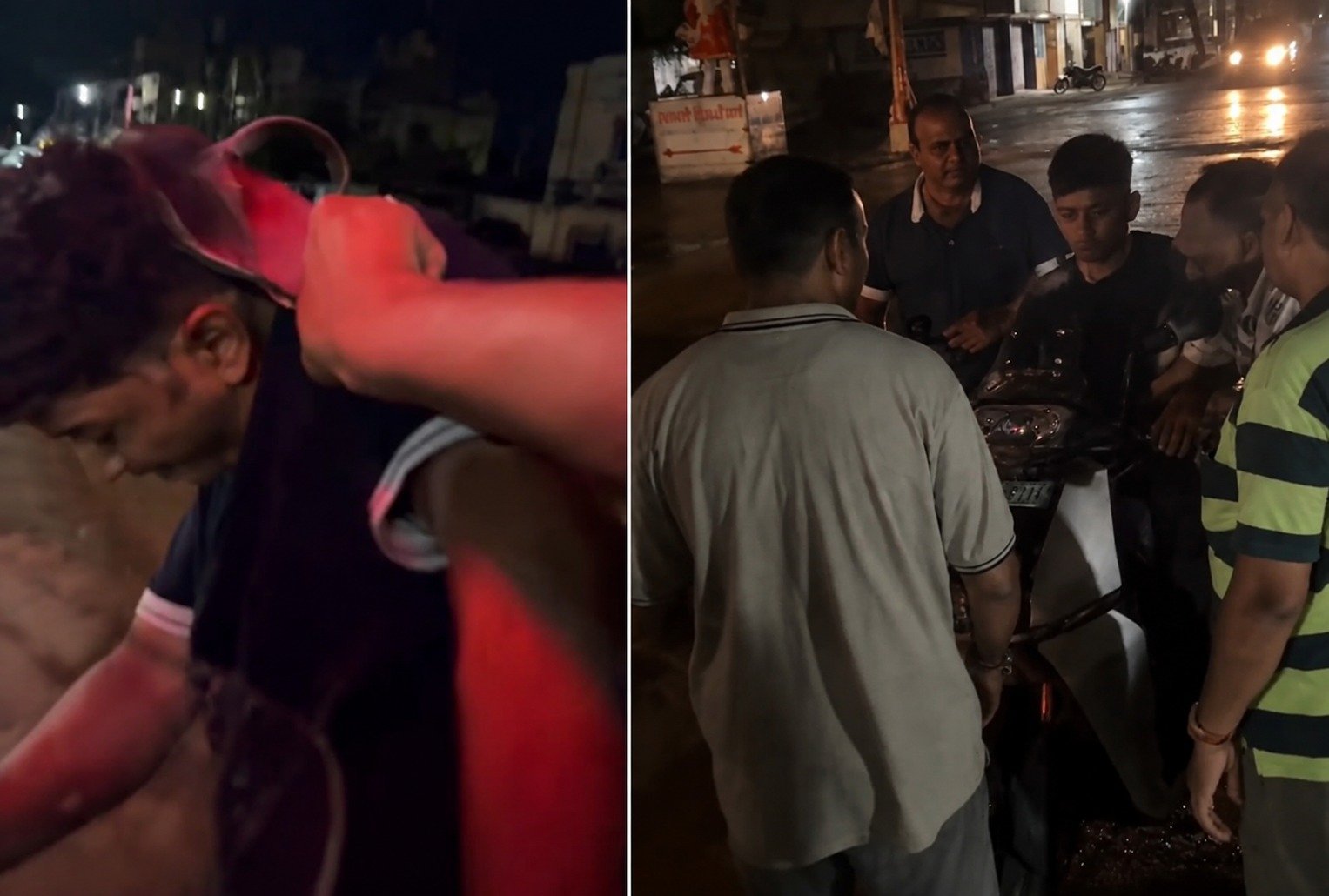बीच सड़क युवक की युवती ने की पीटाई