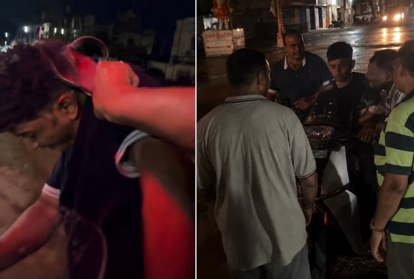 पीछा करने से तंग आई युवती ने मनचले को सड़क पर चप्पलों से की धुनाई, वीडियो वायरल