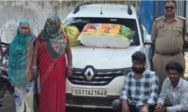 कार्रवाई : ओडिशा से 26.8 किलो गांजा ला रहे चार तस्कर गिरफ्तार, कार और पायलट बाइक जब्त