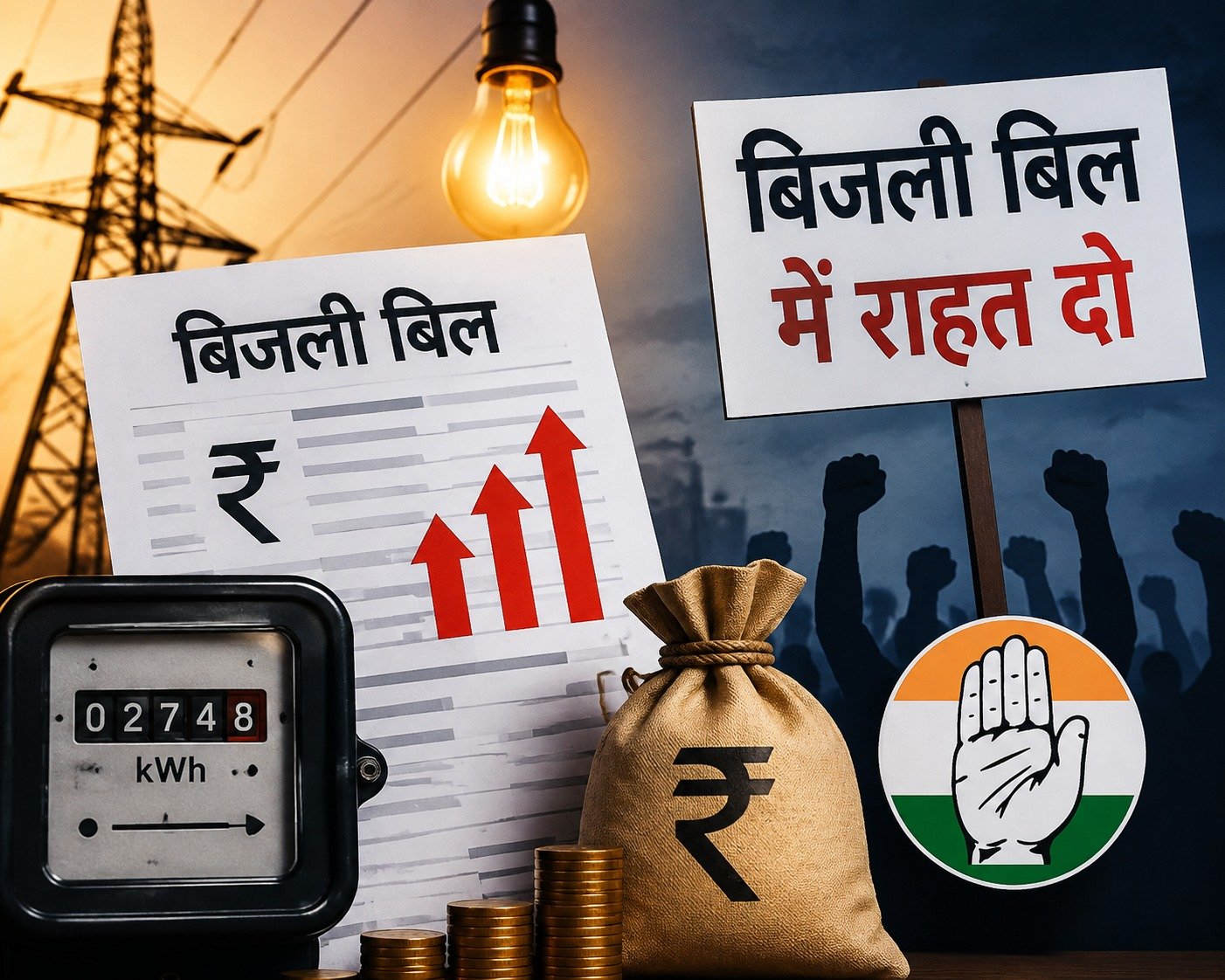 बिजली बिल मुद्दे पर कांग्रेस