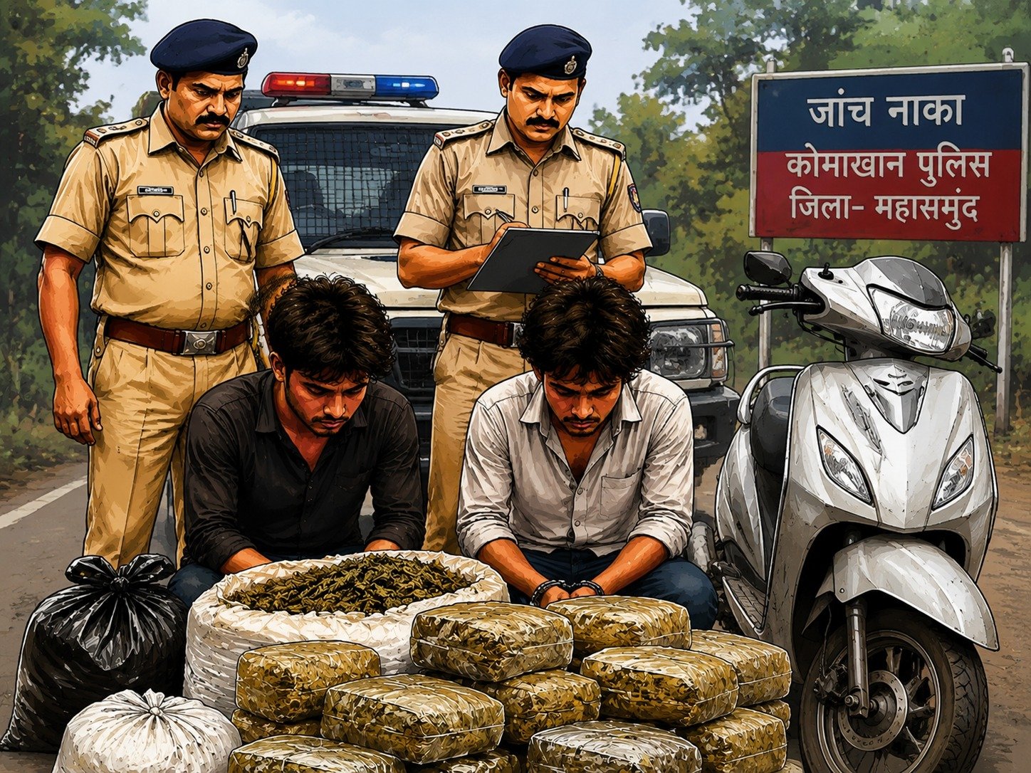 पुलिस ने गांजा तस्करों को पकड़ा