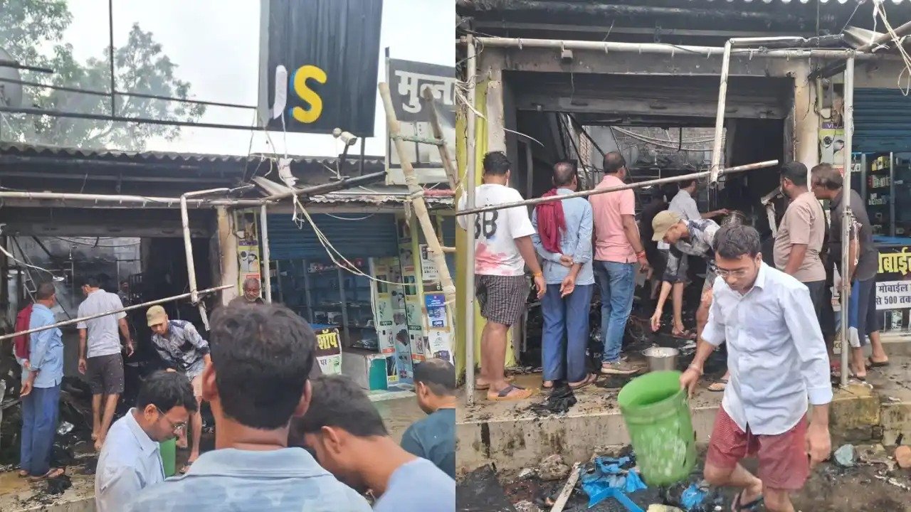रामानुजगंज कपड़ा दुकान में आग