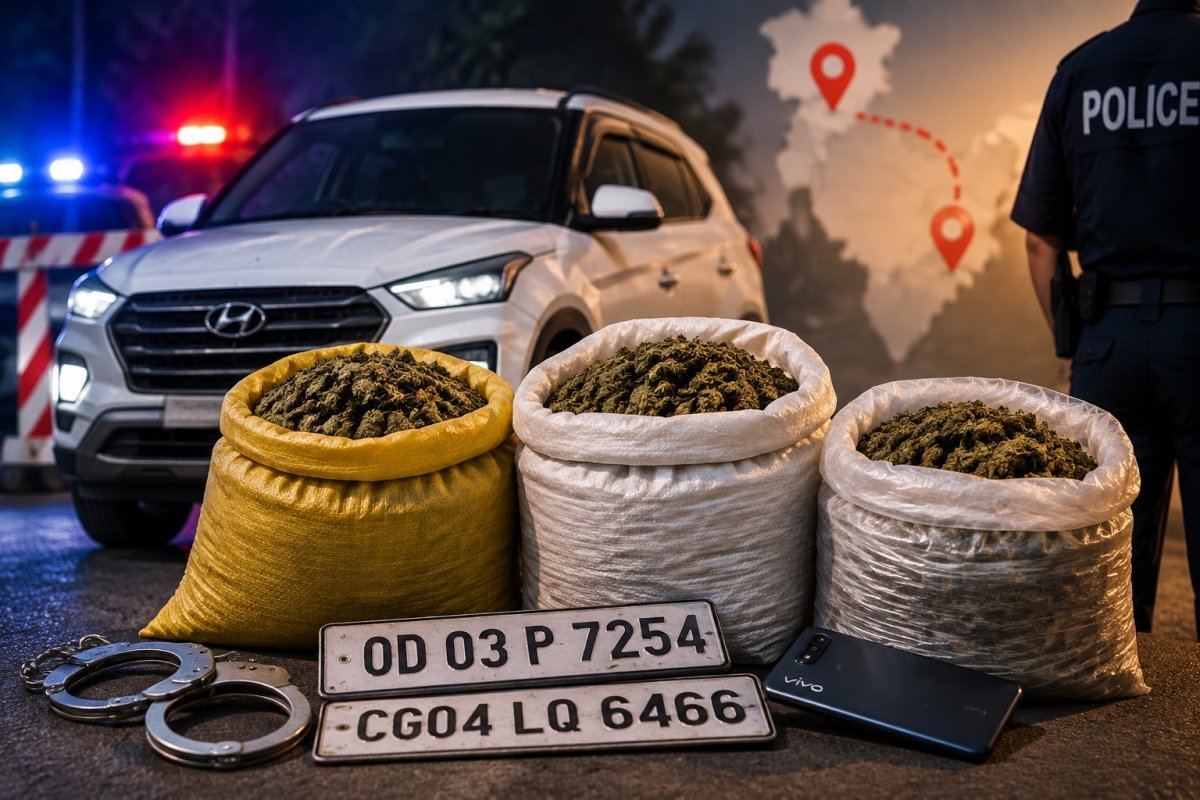 पुलिस ने क्रेटा से गांजा पकड़ा