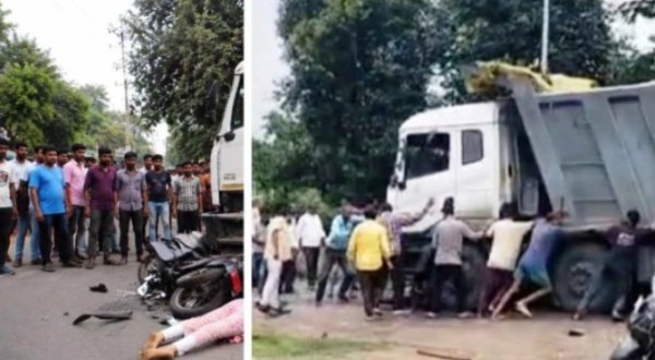 हादसा : कोयला लोड हाइवा ने बाइक को रौंदा, मंदिर जा रही 13 वर्षीय मासूम की मौके पर मौत, सहेली गंभीर