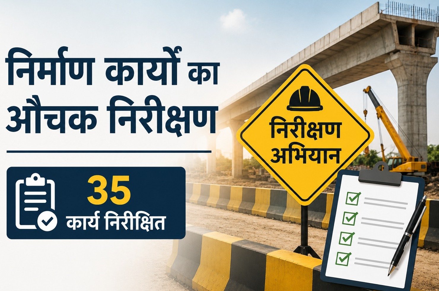 निर्माण कार्यों की गुणवत्ता पर सख्ती, 35 कार्यों का औचक निरीक्षण, दो एजेंसियों पर ब्लैकलिस्टिंग की कार्रवाई