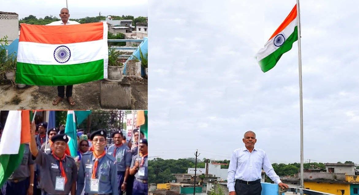 रोज तिरंगा फहराते शिक्षक पीताम्बर दास