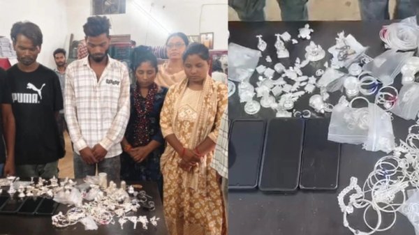 रायपुर में ज्वेलर्स की दीवार तोड़कर चोरी, 72 घंटे में दो महिलाओं समेत 5 आरोपी गिरफ्तार