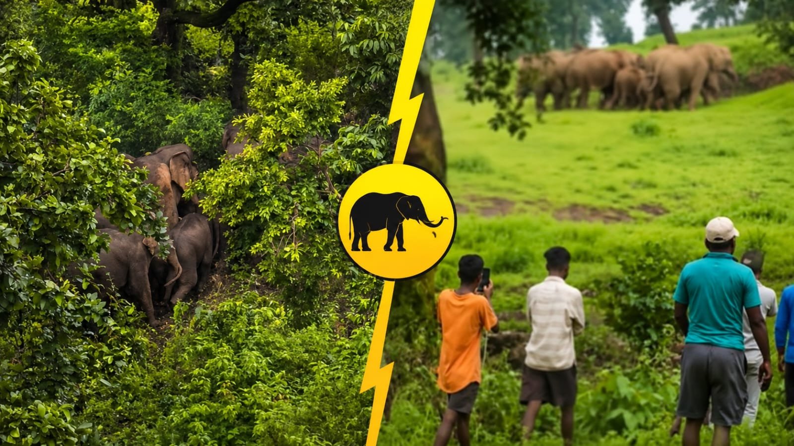 कैलाश गुफा के पास हाथियों का दल