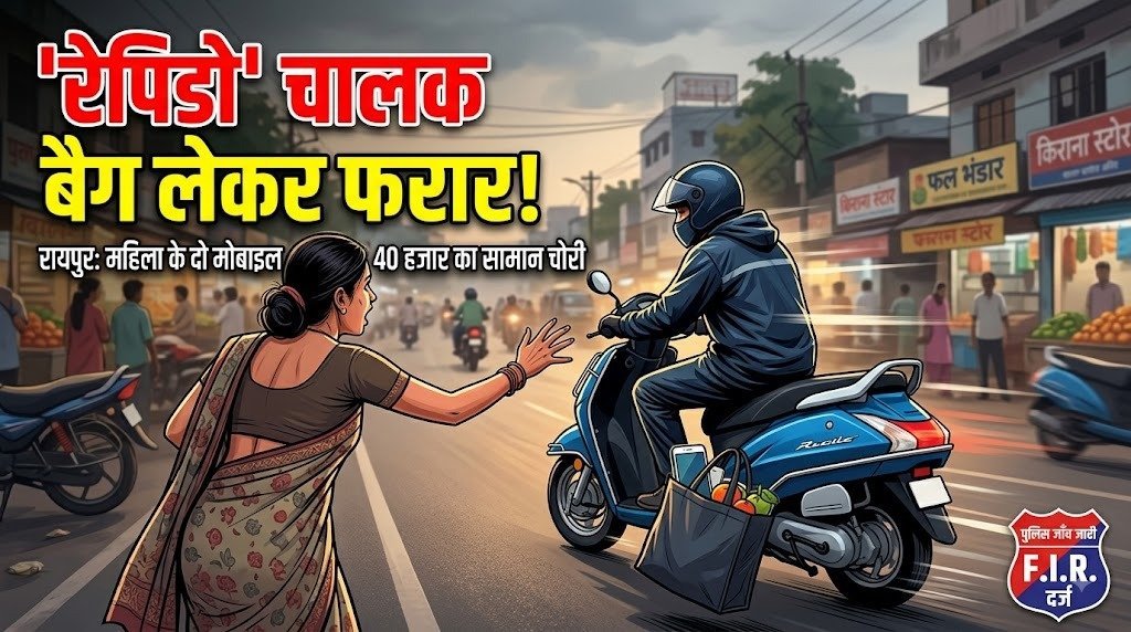 रेपिडो चालक महिला का बैग लेकर फरार